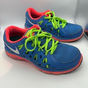 Nike Blue and Neon Green Women's Sneakers